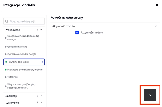 Przycisk Powrót na górę