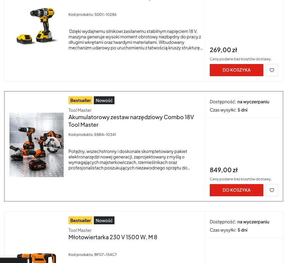 Lista produktów (lista)